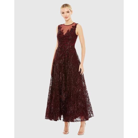 Mac Duggal  Embroidered High Neck Sleeveless Dress. $798. Size 12. H - Picture 1 of 5